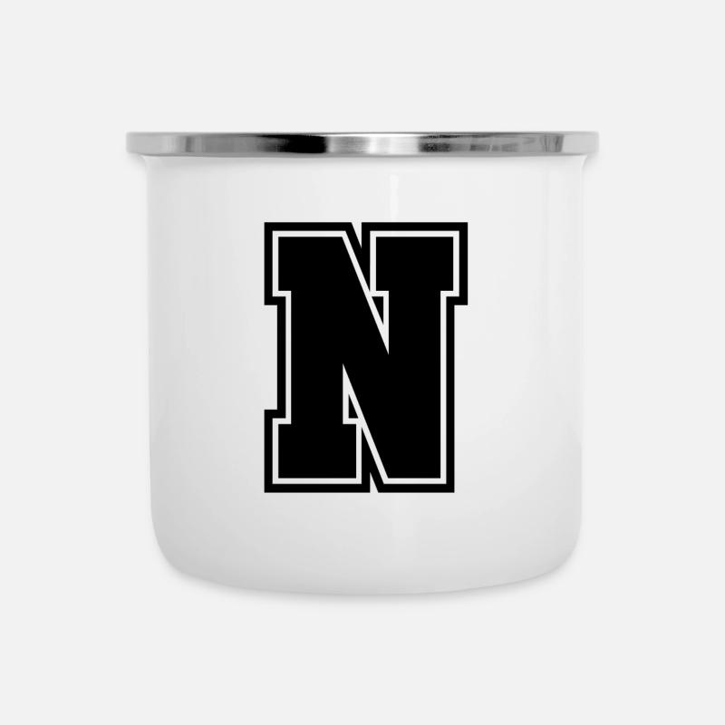 Lettre N - Tasse émaillée - blanc