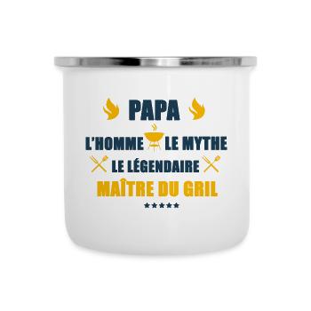 Papa l'homme le mythe le légendaire Maître du Gril - Tasse émaillée - blanc - Devant