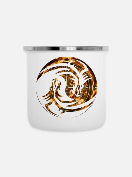 dragon Uhr Kopie - Emaille-Tasse - Weiß