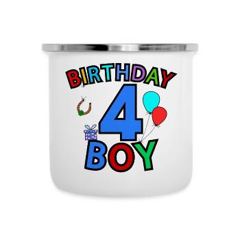 Birthday Boy 4 - Emaille-Tasse - Weiß - Vorne