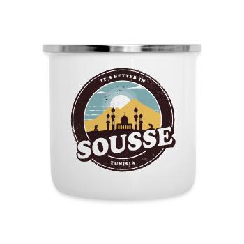 Sousse Tunesien Moschee Design - Emaille-Tasse - Weiß - Vorne