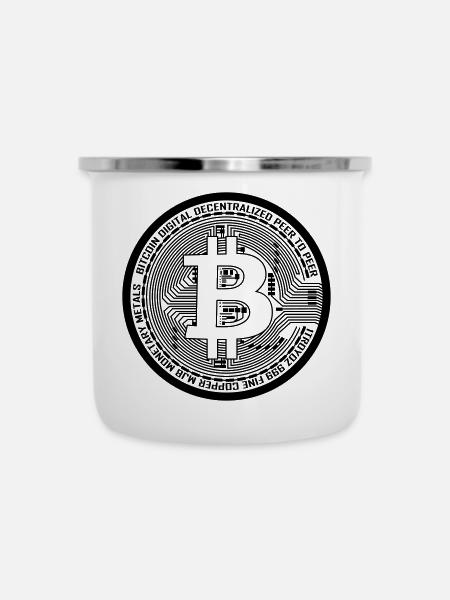 A Bitcoin - Emaille-Tasse - Weiß