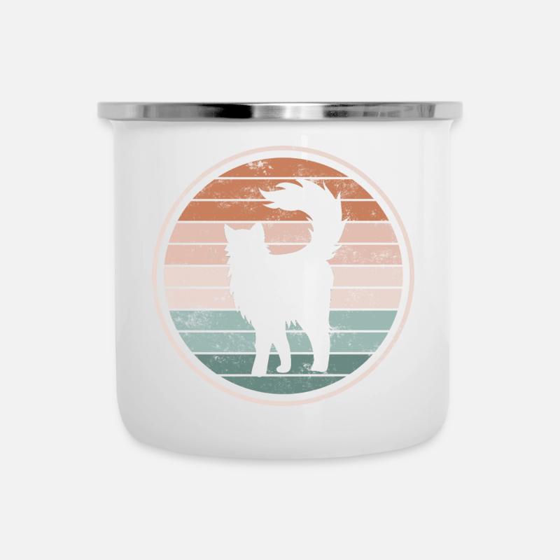 Katze Katzen - Emaille-Tasse - Weiß