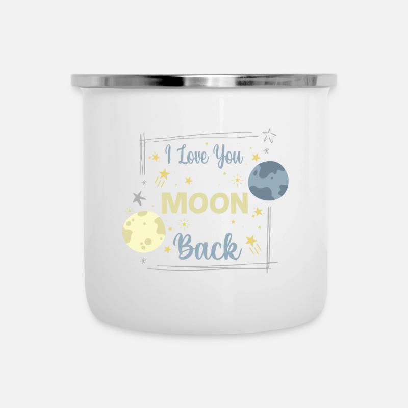 Citation de la Saint-Valentin Je t’aime jusqu’à la lune et retour - Tasse émaillée - blanc