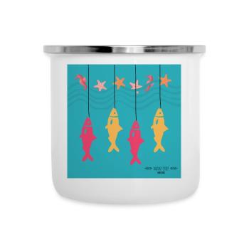A la pêche - Tasse émaillée - blanc - Devant