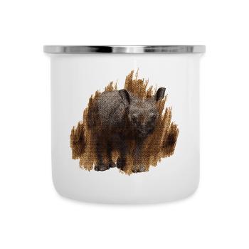 geschenkidee Tierliebhaber, Nashorn baby - Emaille-Tasse - Weiß - Vorne