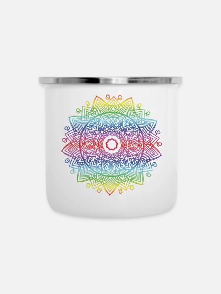 Mandala - Emaille-Tasse - Weiß