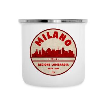 Insigne rétro de la Skyline de Milan Lombardie - Tasse émaillée - blanc - Devant