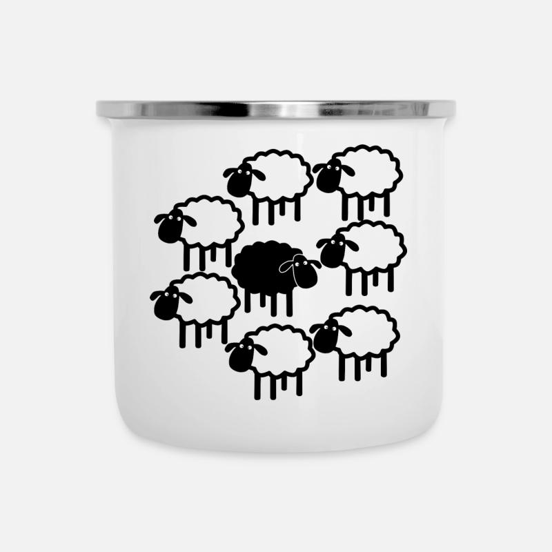 Mitternachts-Schafparade - Emaille-Tasse - Weiß