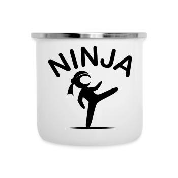 Ninja Arts Martiaux Fighter Symbol Cartoon Icône de bande dessinée - Tasse émaillée - blanc - Devant