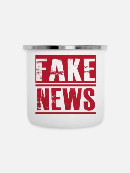 Fake News - Emaille-Tasse - Weiß