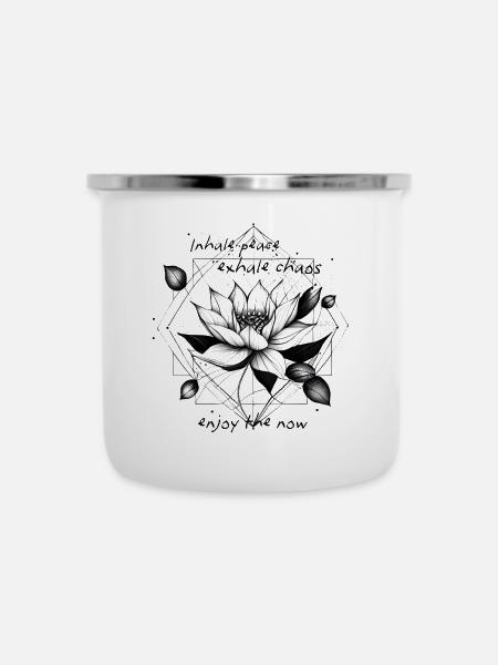 Yoga - Emaille-Tasse - Weiß