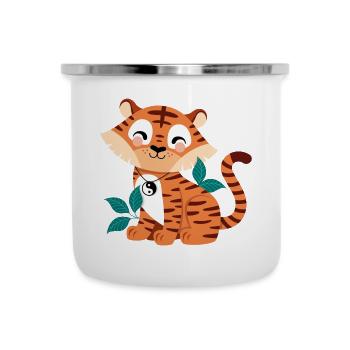 niedlicher Tiger - Emaille-Tasse - Weiß - Vorne