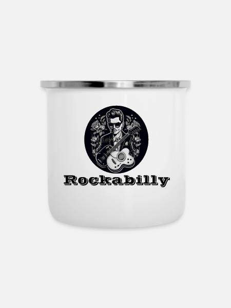 Rockabilly - Emaille-Tasse - Weiß