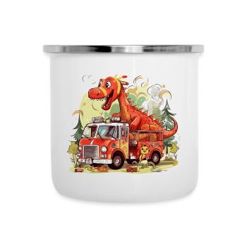 Dinosaur Fire Brigade Adventure - Dragon - Camper Mug - white - Front