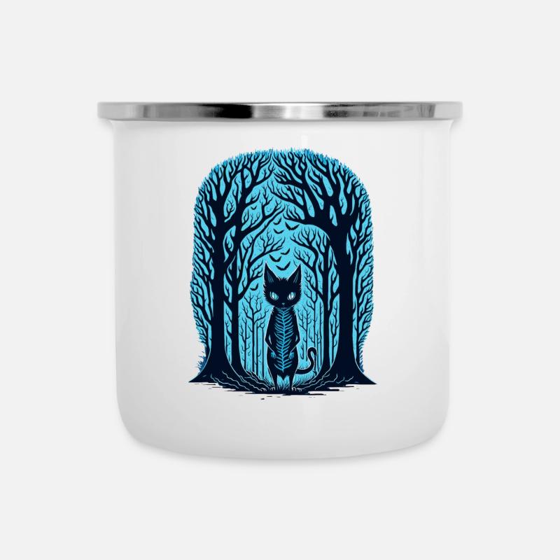 Chat forestier - Tasse émaillée - blanc