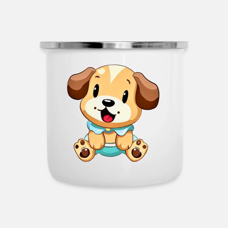 Conception de dessin animé adorable chiot - Tasse émaillée - blanc