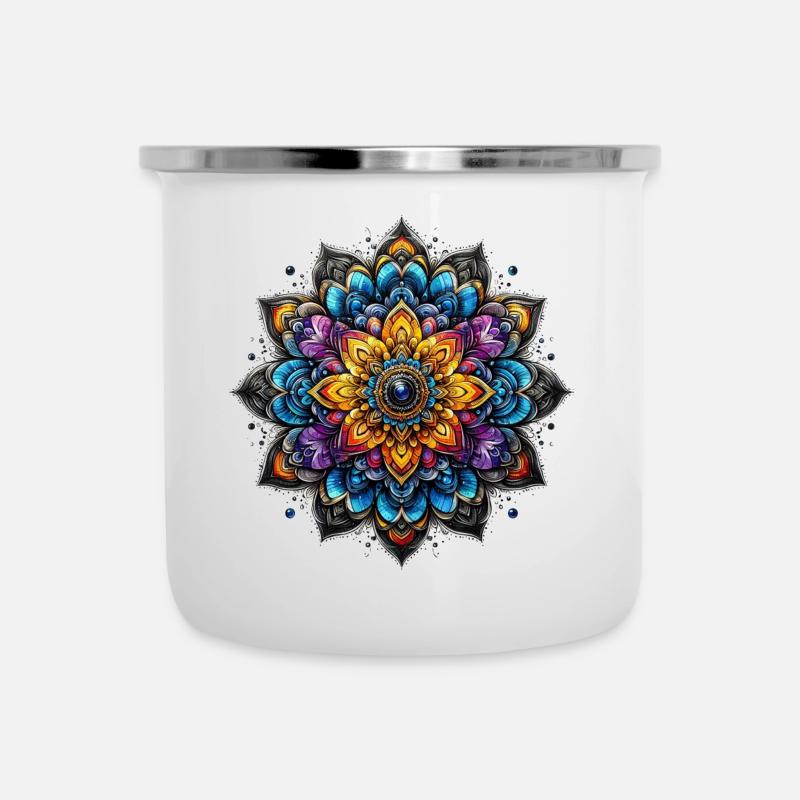 Mandala Harmonie comme une fleur - Tasse émaillée - blanc
