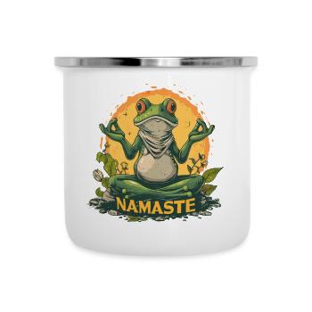Yoga Frosch Entspannung Chillen Meditation - Emaille-Tasse - Weiß - Vorne