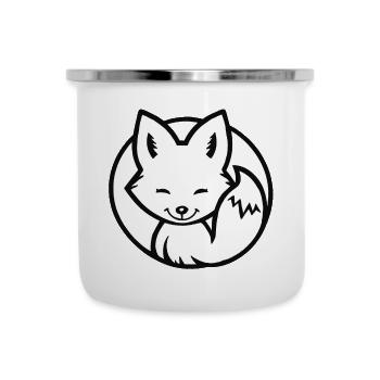 Kleiner Fuchs (Schwarzweiß) - Emaille-Tasse - Weiß - Vorne