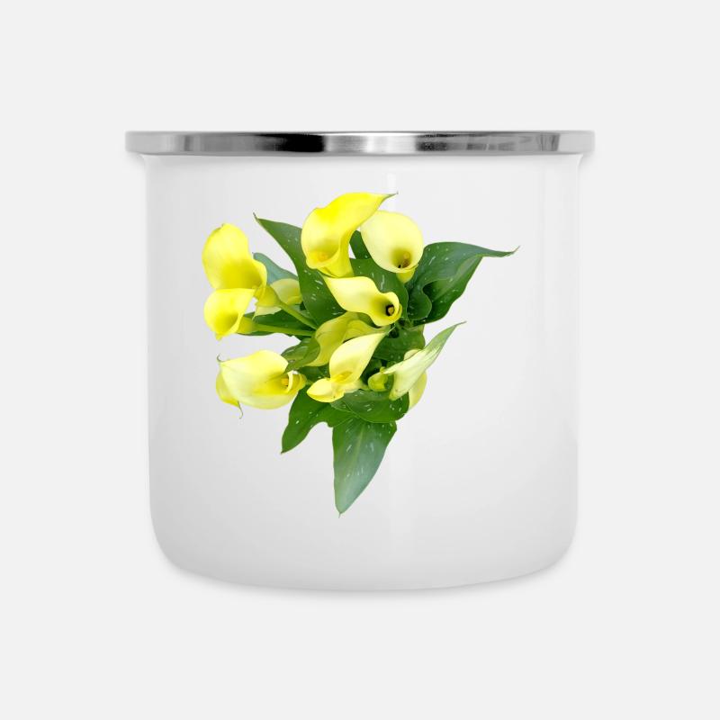 Fleurs de calla jaunes délicates - Tasse émaillée - blanc