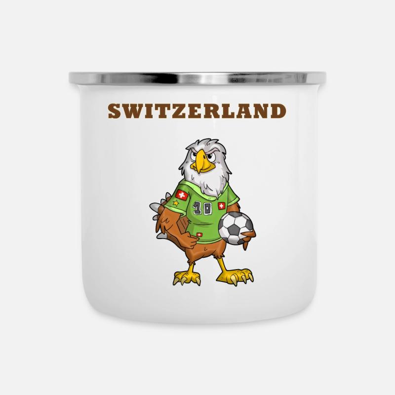 Schweiz Vogel / Schweizer Fan - Emaille-Tasse - Weiß