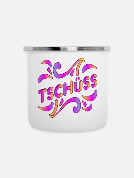 ABSCHIED TSCHÜSS - Emaille-Tasse - Weiß