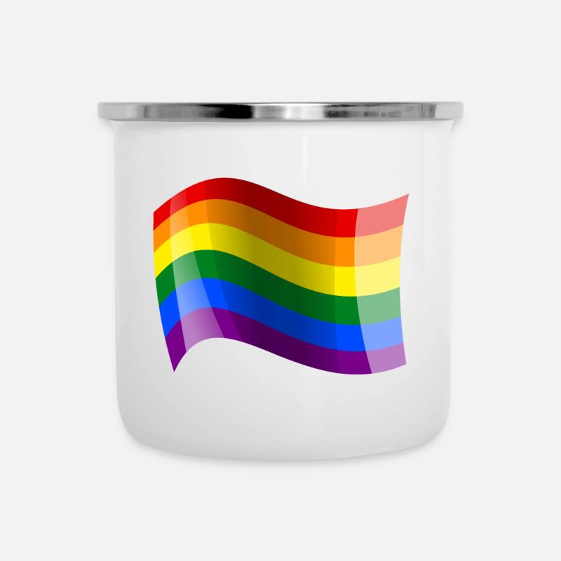 Drapeau arc-en-ciel agité - Tasse émaillée - blanc