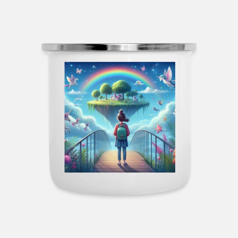 Imaginative sky streams with unicorns - Camper Mug - white