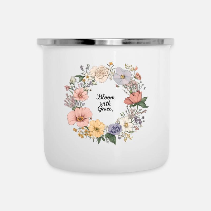 Couronne florale Bloom with Grace - Tasse émaillée - blanc