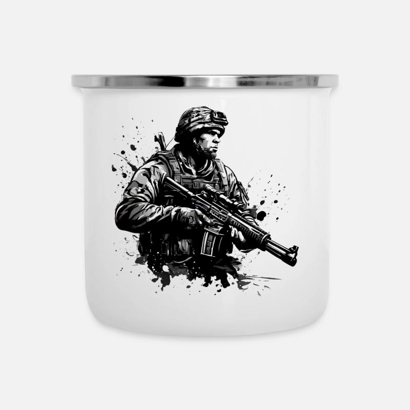 ARMEE 02 - Emaille-Tasse - Weiß