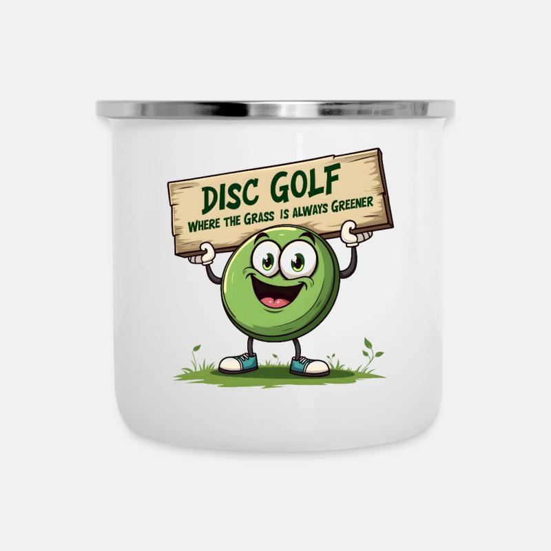 Disc Golf - Where The Grass is Always Greener - Camper Mug - white