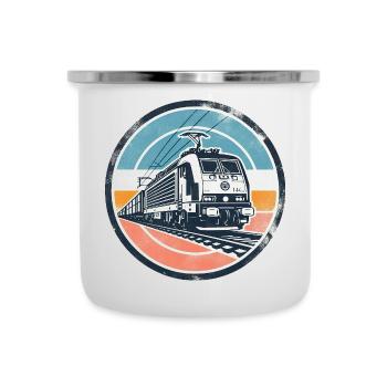 E-Lok mit Güterzug - Emaille-Tasse - Weiß - Vorne