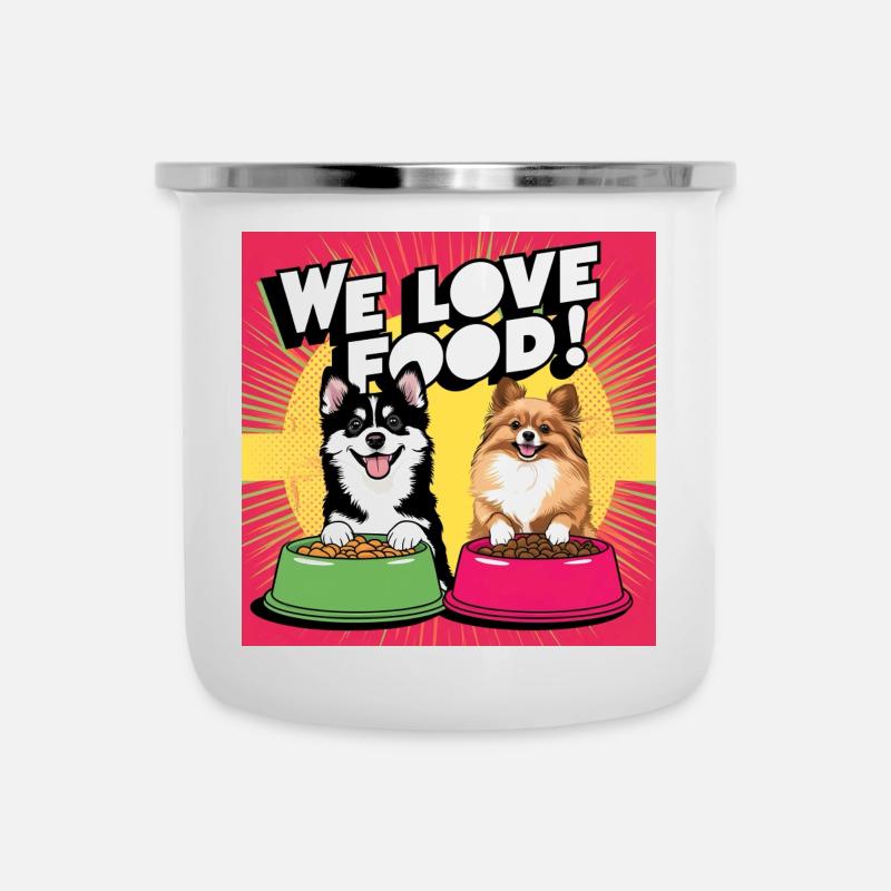 Nous aimons la nourriture - Comic Dogs - Tasse émaillée - blanc