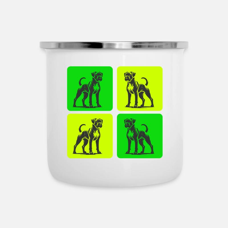 Conception de chien boxer - Tasse émaillée - blanc