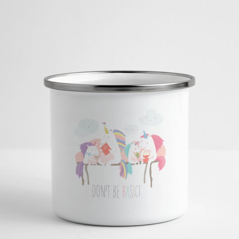 Einhorn don't be basic statement Emaille-Tasse