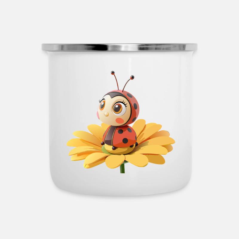 Cute ladybug on a flower - Camper Mug - white