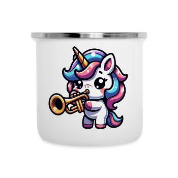 La licorne joue de la trompette comme par magie - Tasse émaillée - blanc - Devant