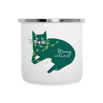 Joyeux Noël. Joyeux catmas. Joyeux Noël. - Tasse émaillée - blanc - Devant