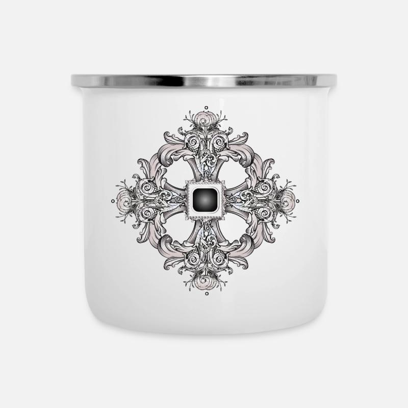 Arabesque ornament with baroque flair in grey - Camper Mug - white