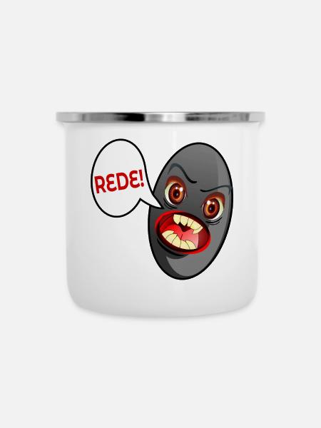 REDE SCHWARZE OLIVE - Emaille-Tasse - Weiß