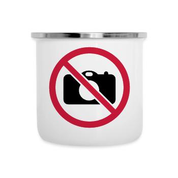 Pas de photos! - Tasse émaillée - blanc - Devant
