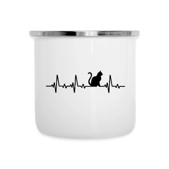 Cat Heartbeat T-Shirt Cat Hangover - Camper Mug - white - Front