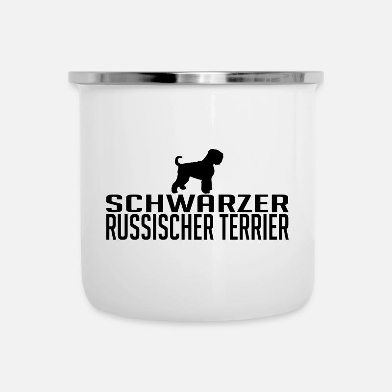 SCHWARZER RUSSISCHER TERRIER Hunderasse Wilsigns - Emaille-Tasse - Weiß