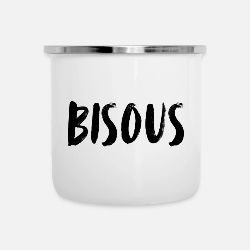 Bisous. Picorer. Baiser. Bisous. - Tasse émaillée - blanc
