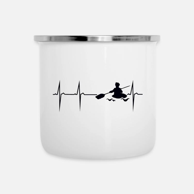 mon cœur bat pour le kayak - Tasse émaillée - blanc