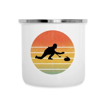 Stone Curling Winter Sport 80s Style Retro Vintage - Camper Mug - white - Front