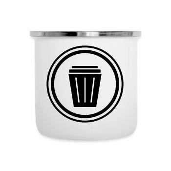 Mülltonne Symbol - Emaille-Tasse - Weiß - Vorne