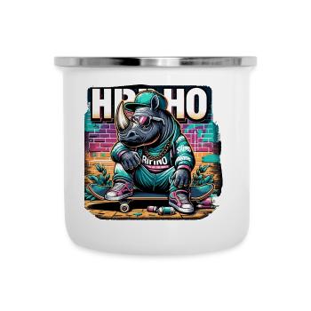 Cool Rhino Hip Hop Skater Shirt - Camper Mug - white - Front