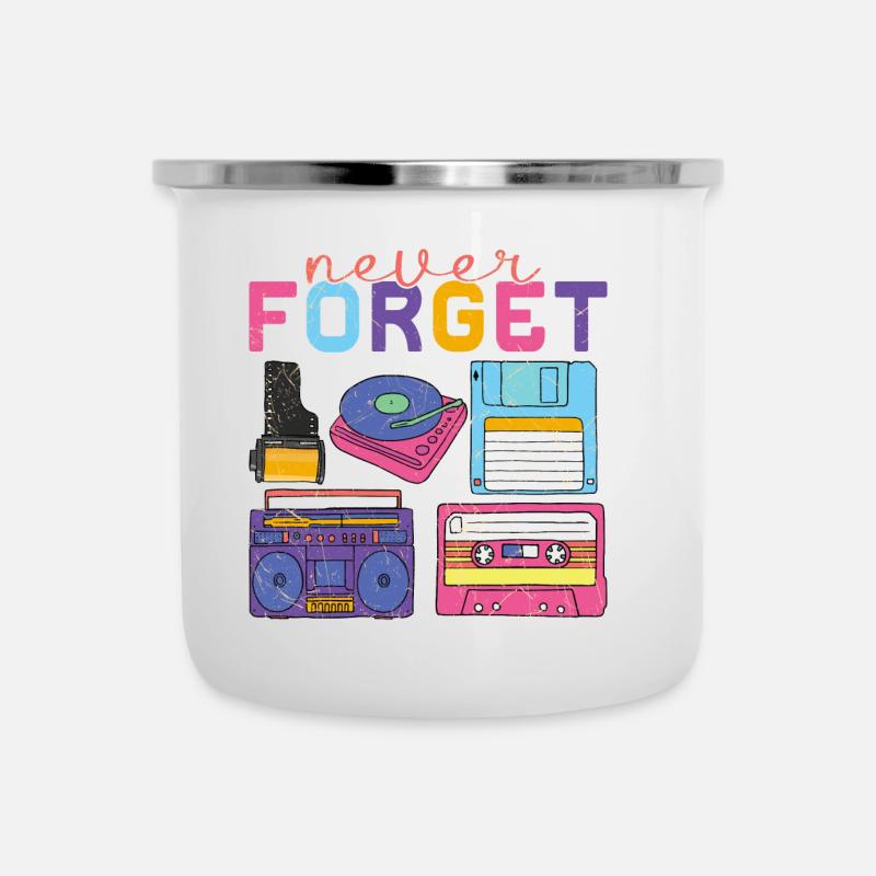 N’oubliez jamais: Funny Retro Design Ghetto Blaster - Tasse émaillée - blanc